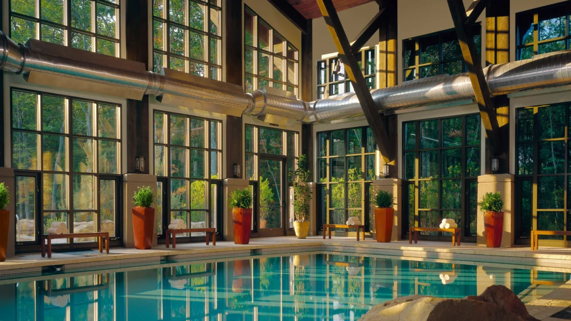 pool inside of a luxury hotel