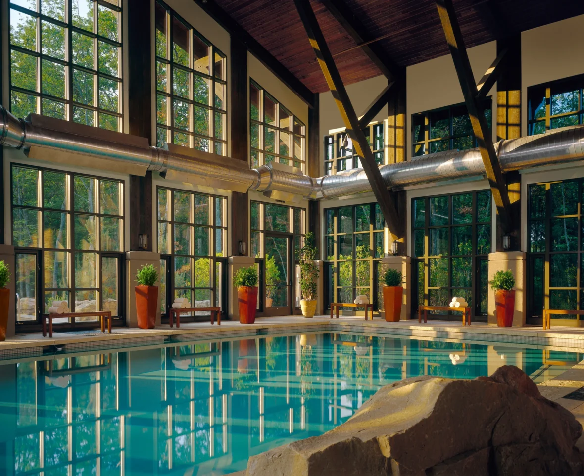 pool inside of a luxury hotel