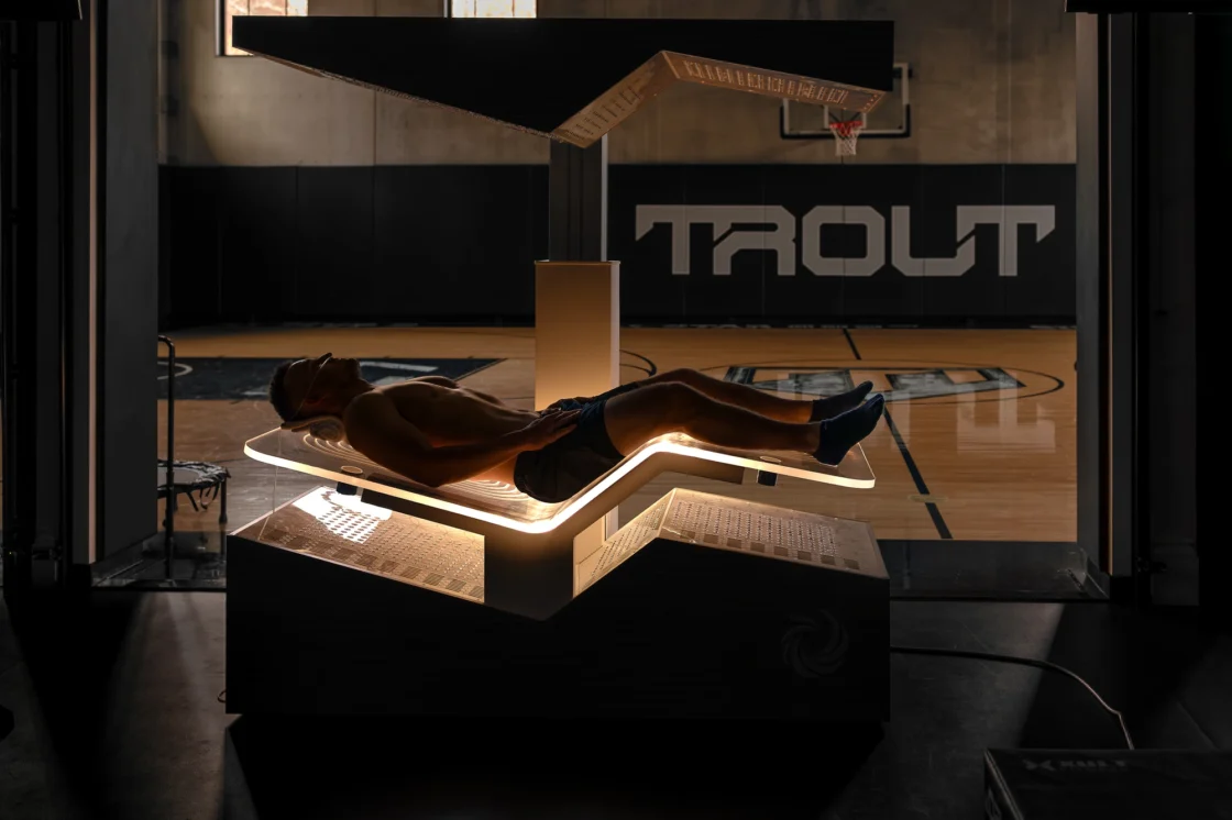 Mike Trout inside an Ammortal chamber