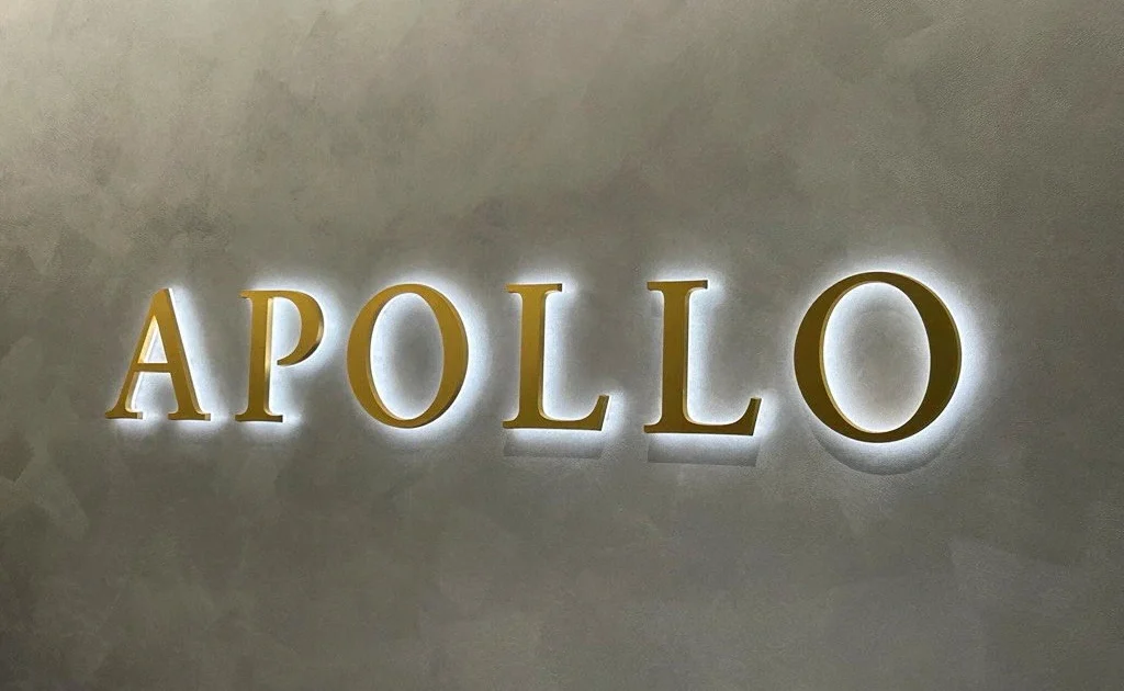 Apollo Global Management's logo at their office in Tokyo, Japan