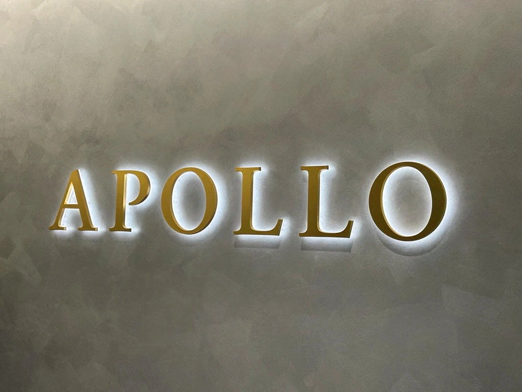 Apollo Global Management's logo at their office in Tokyo, Japan