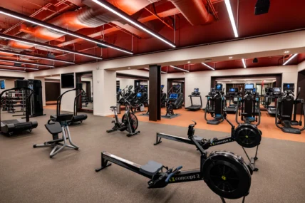 gym floor inside the Five Iron Golf Club