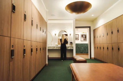 locker room inside an upscale health club
