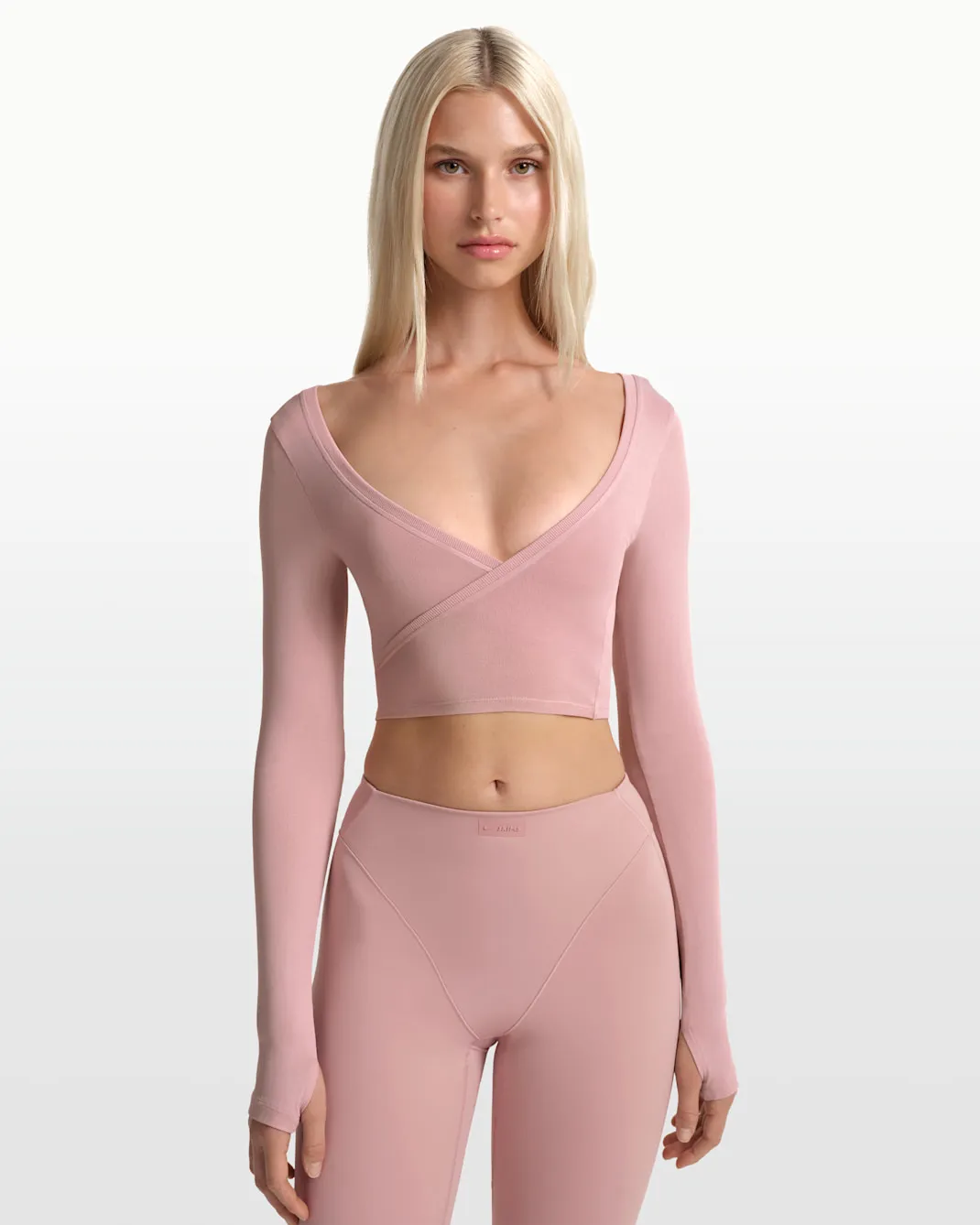 NikeSkims Stretch Knit Long-Sleeve Wrap Top