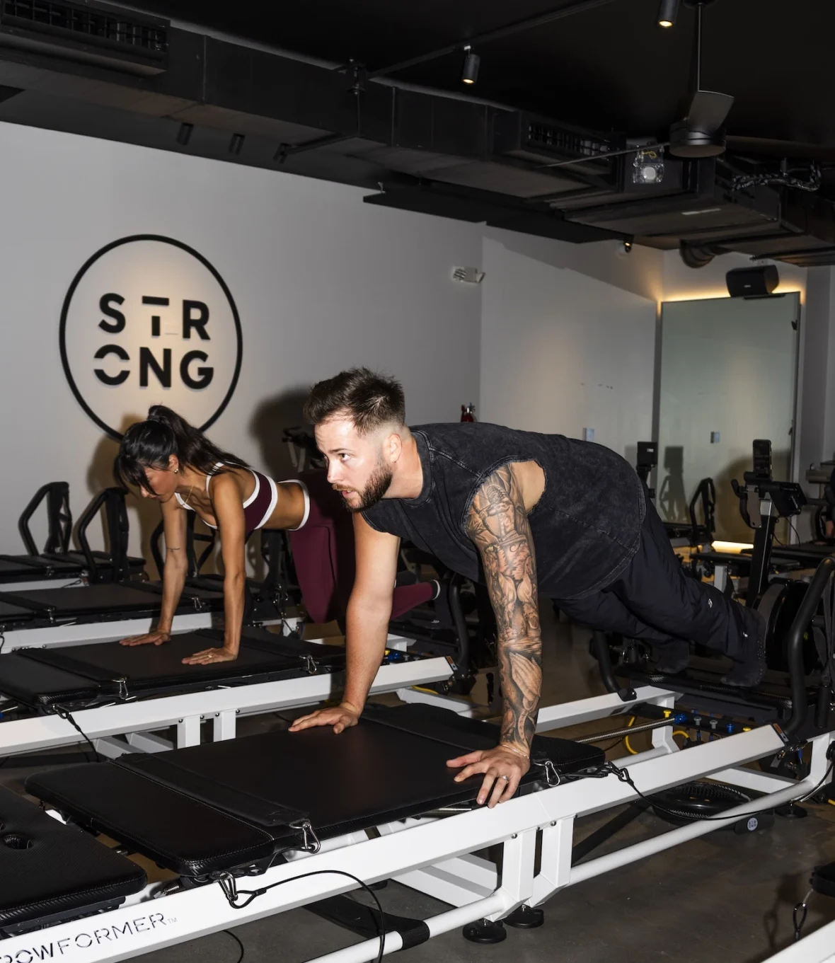 people work out inside Strong Pilates' West Hollywood studio