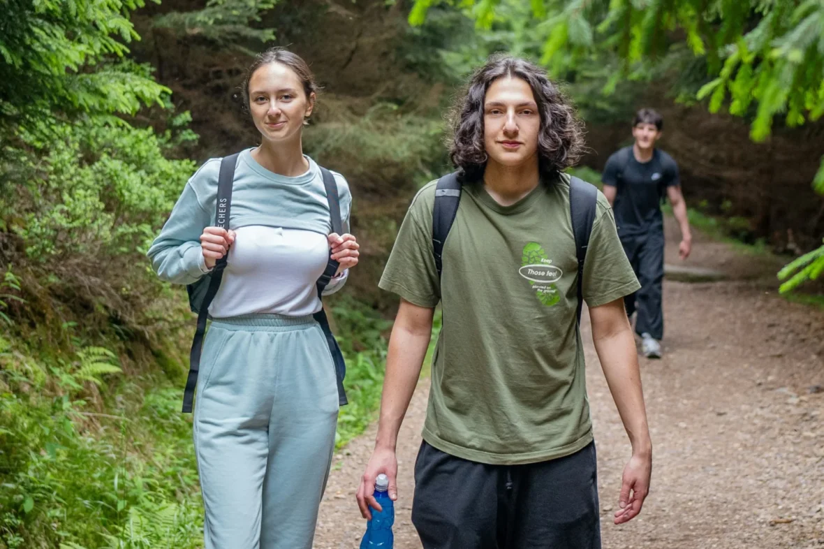 boy and girl on a hike