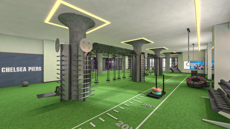 turf field inside Chelsea Piers Fitness' new club