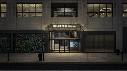 exterior rendering of a new Chelsea Piers Fitness gym