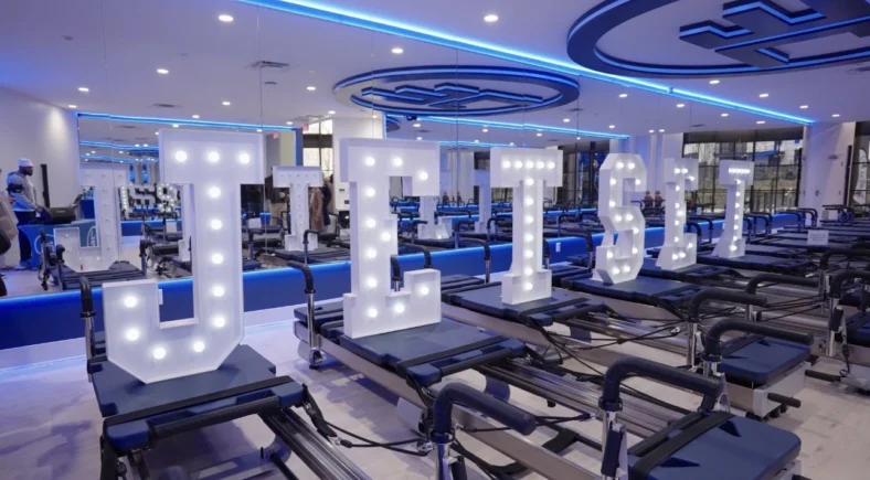 JetSet Pilates signage in a studio