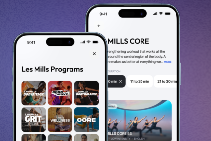 A screen depicting the variety of Les Mills apps following an integration with Zing Coach.