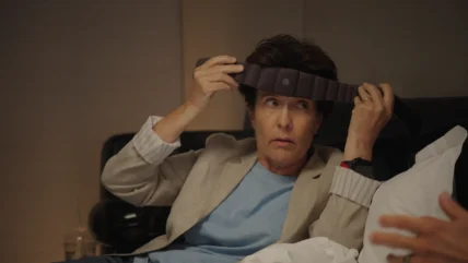 Kara Swisher wears a sleep headband