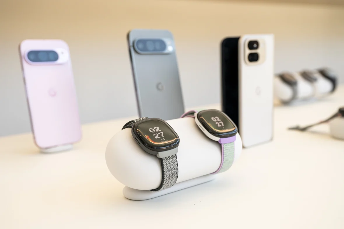 Google Pixel products at the company’s headquarters in Mountain View, California.