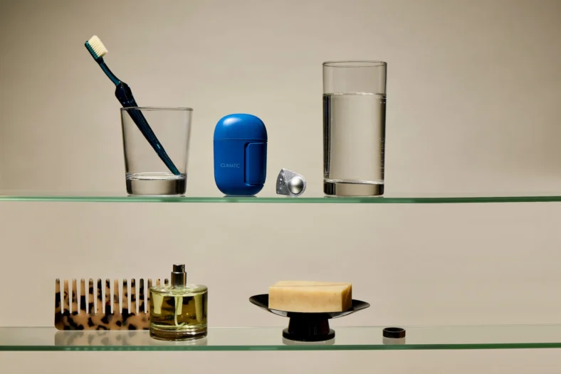 Climatic L Max device on a bathroom shelf