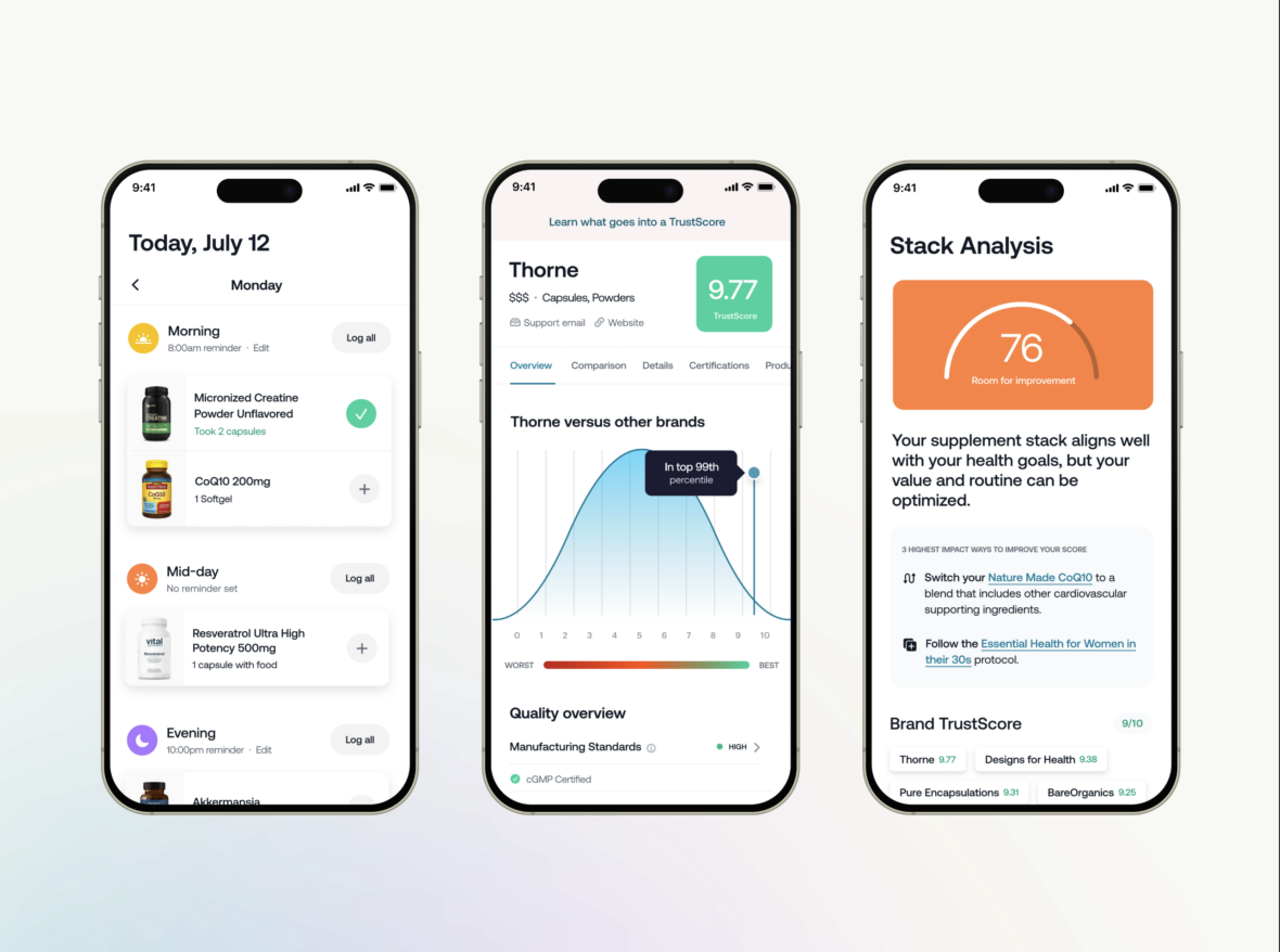smartphones display the SuppCo app interface