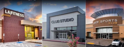 side by side view of LA Fitness, Club Studio and City Sport gyms