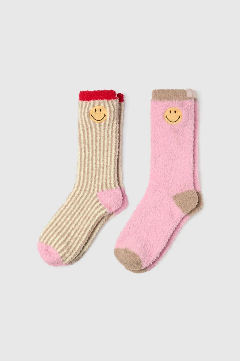 Barefoot Dreams CozyChic Smiley Ribbed Sock Set