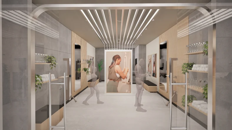 Rendering of Amped Fitness' new Philadelphia store
