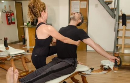 man and women in a Gyrotonic studio