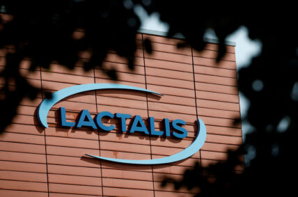 The logo of Lactalis Group is seen at the French dairy group Lactalis headquarters in Laval, France September 26, 2024.