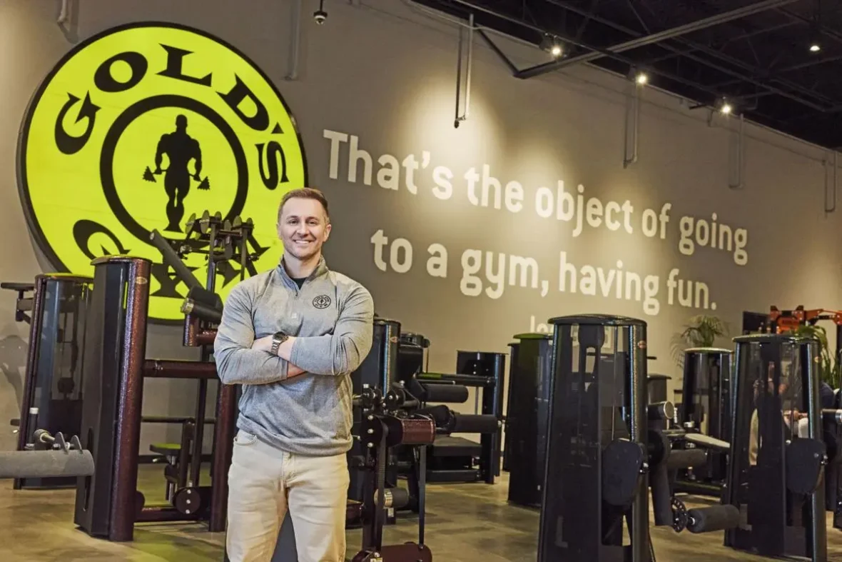 Brad Reynolds inside a Gold's Gym