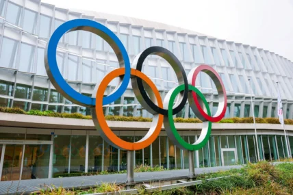 Olympic sign outside a building