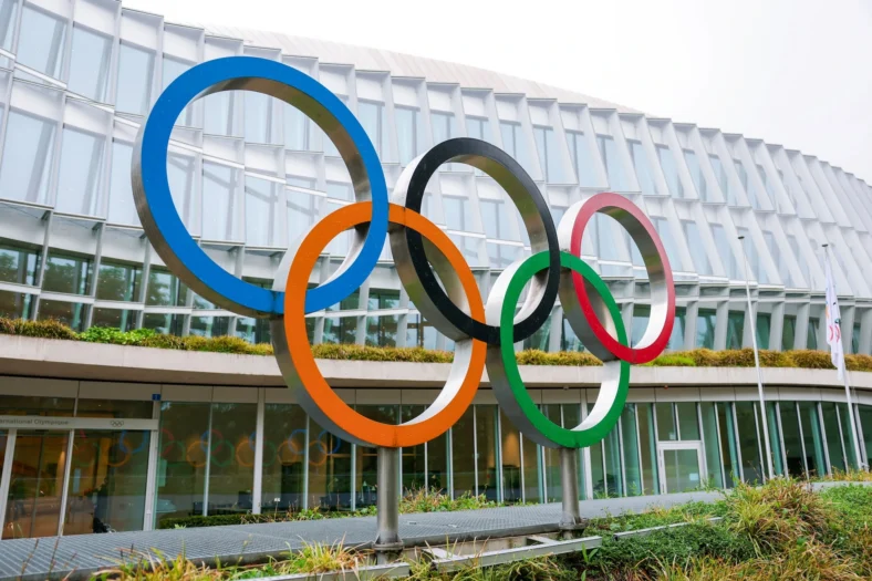 Olympic sign outside a building