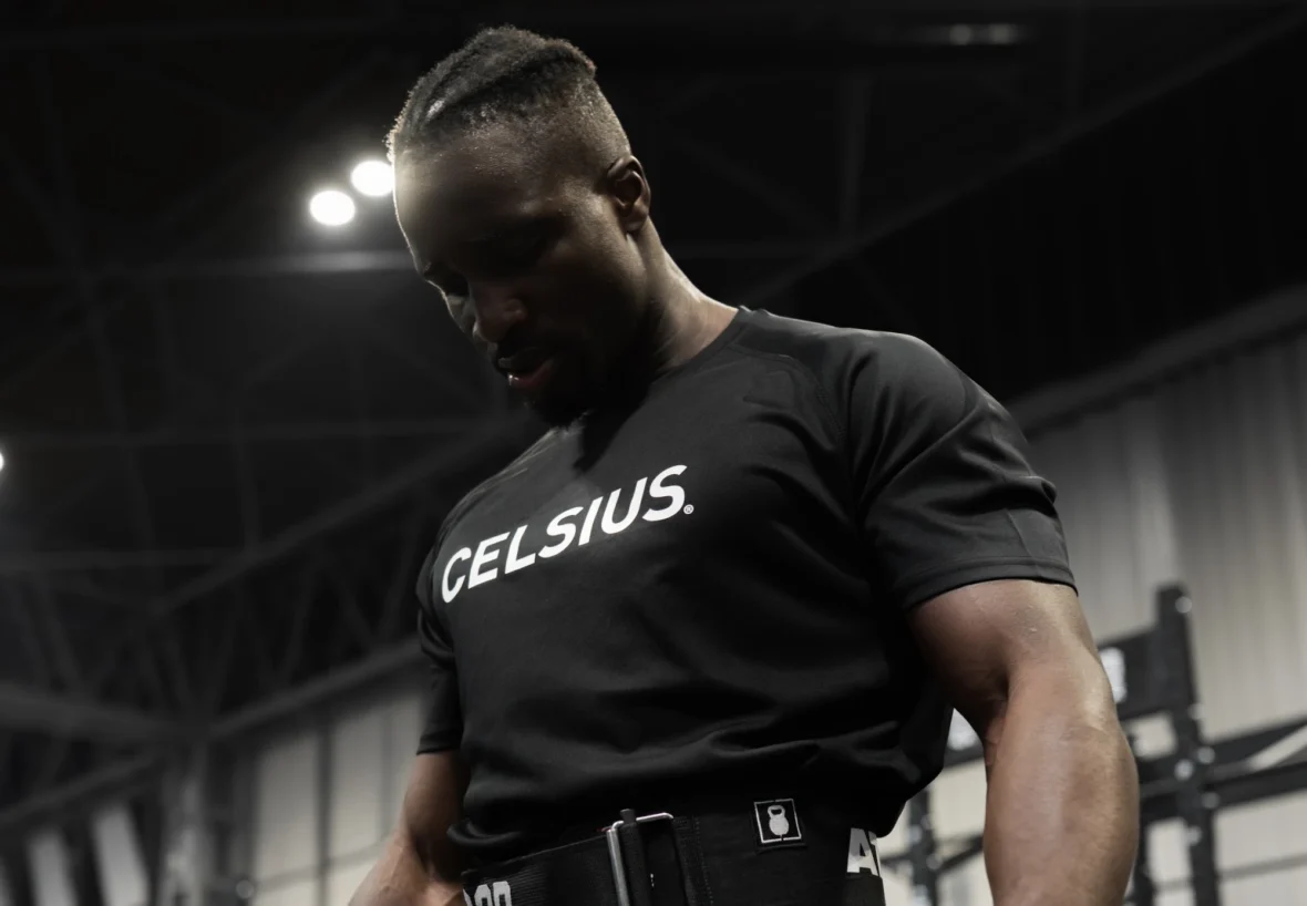 man in a Celsius shirt