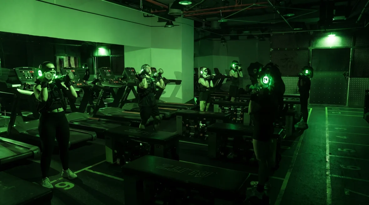 people work out in the dark