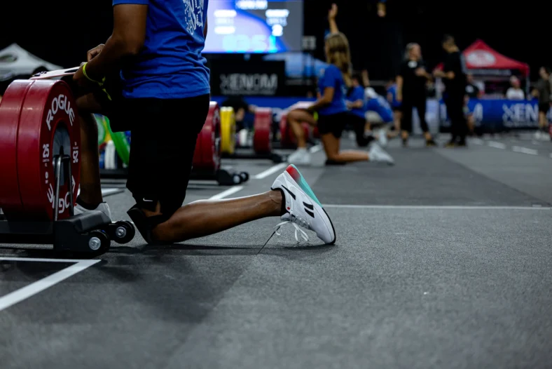 man wears a Reebok sneaker at a Xenom event