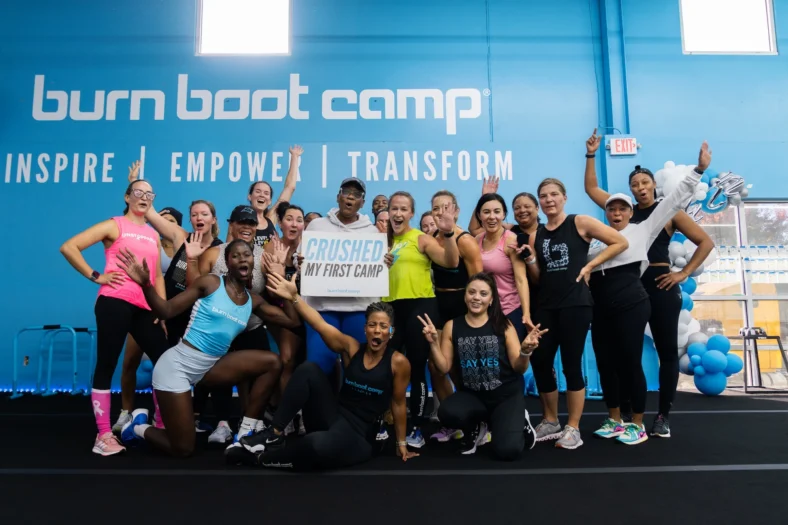 people pose for a photo at a Burn Boot Camp