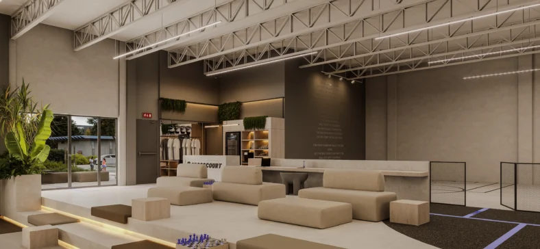 Crosscourt lounge area