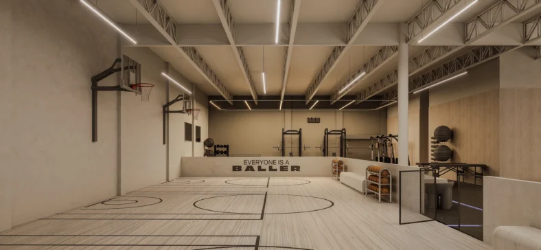 Crosscourt hoop