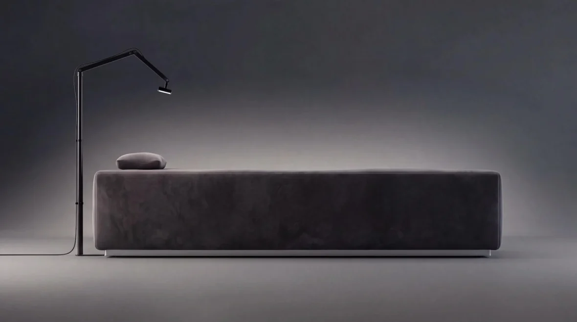bed with a lamp