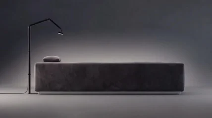 bed with a lamp